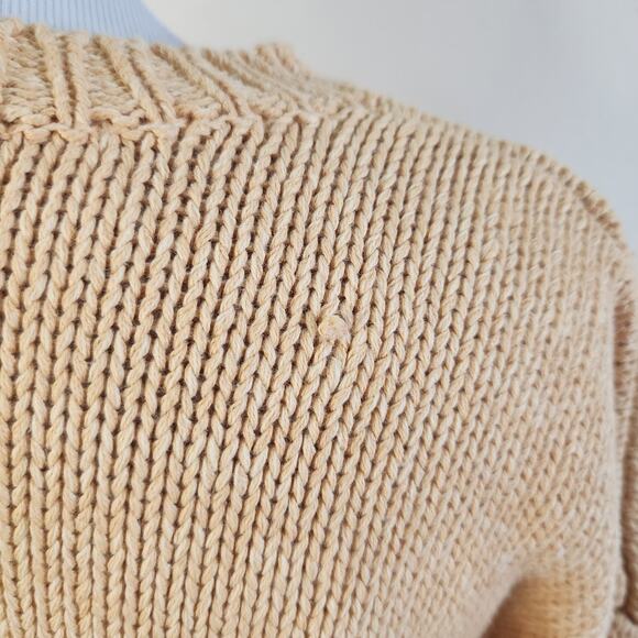 Fisherman Sweater Cable Knit Women Sz Small Apricot Ramie/Cotton Blend - Picture 6 of 8